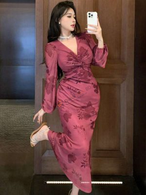 DAZY Summer Sheer Mesh Twist Floral Print Vacation Dress For Women