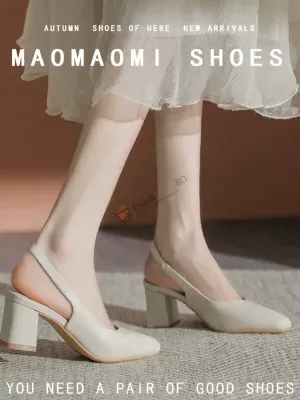 Baotou sandals for women in 2025 summer new one-length strap thick heel skirt gentle fairy style nude color single shoes